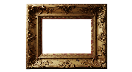 Gilded Antique Ornate Frame Distressed Texture Black Background