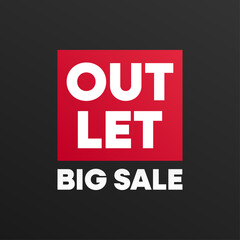 Outlet Big Sale Red Square Banner
