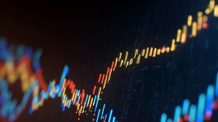Close medium view of animated line graphs charting financial performance over time emphasizing upward trends and key investment milestones visually. - Powered by Adobe
