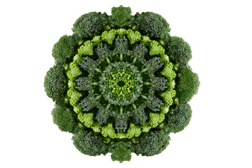 Broccoli mandala pattern in green symmetry