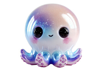 Cute Octopus Character with Big Eyes and Pastel Colors