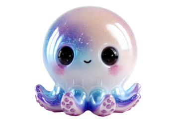 Cute Octopus Character with Big Eyes and Pastel Colors