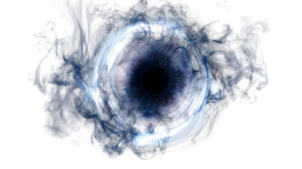 Surreal glowing eye with iris texture