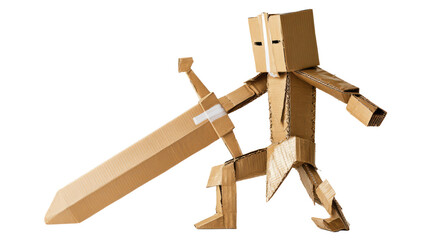 Cute Cardboard Knight Holding Sword Toy