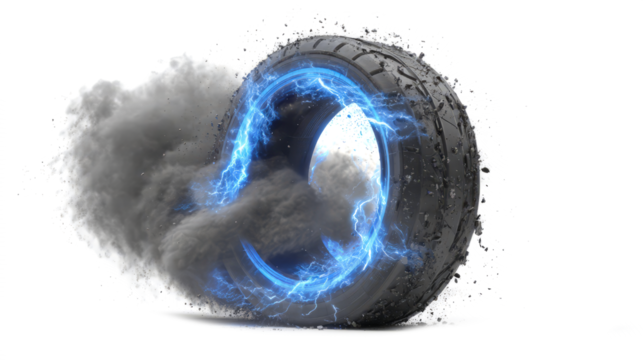 Electric Glowing Tire with Smoke Motion - Powered by Adobe