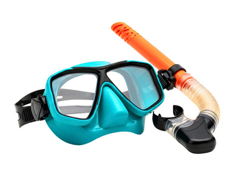 Snorkeling mask and snorkel set isolated on transparent background