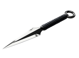 Tactical throwing knife isolated on transparent background