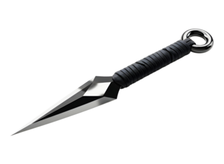 Tactical throwing knife isolated on transparent background