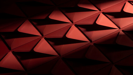 Geometric Red Patterned Texture Background with Triangular Shapes and Subtle Lighting Effects