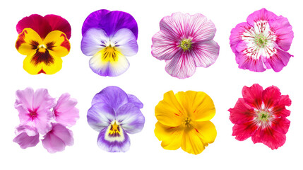 Colorful assorted flowers isolated on white