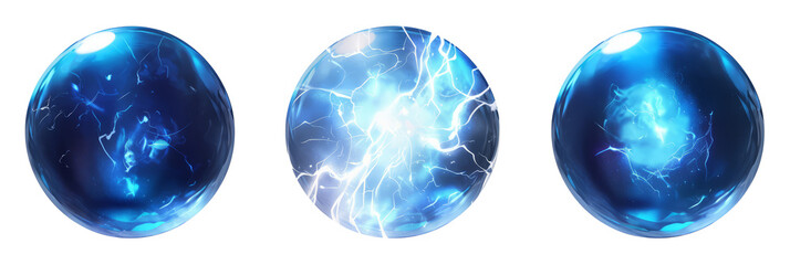 Glowing Blue Energy Orbs with Electric Currents