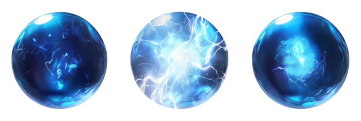 Glowing Blue Energy Orbs with Electric Currents