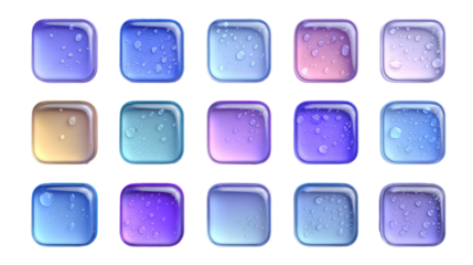 Glossy colorful app icons in grid layout