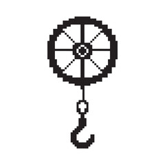 Obraz premium Pixelated depiction of a pulley system with a hook below