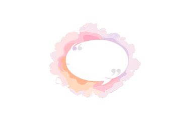 Colorful watercolor speech bubble with quotation marks on white background