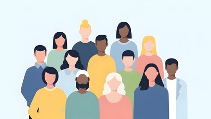 Flat Layer People Illustration Representing Modern Society, Teamwork, Diversity, and Human Connection