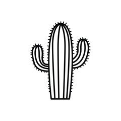 Obraz premium A simple black and white illustration of a cactus plant on a plain background