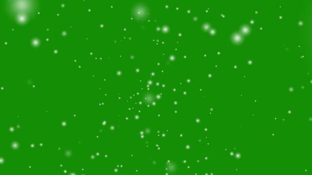 Loop snow animation white shining star light glowing light on green background screen lights effect glowing stars sparkle