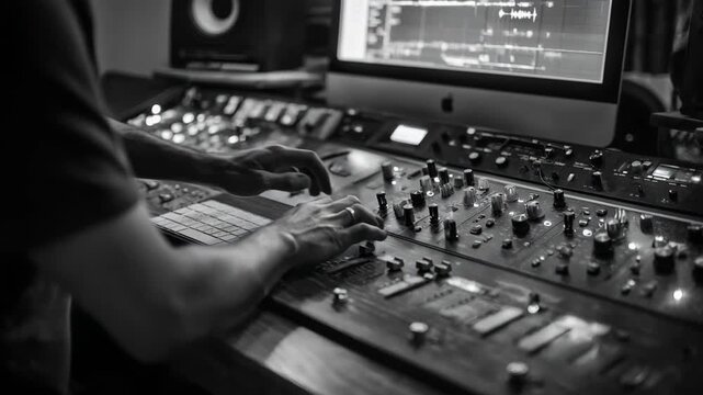 Musician using compression plugin controls in a studio setup to balance dynamic range and add punch to instrumental tracks with precision.