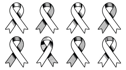 Obraz premium Collection of white awareness ribbons Vector