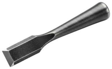 Heavy duty steel cold chisel tool for cutting metal and stone on a transparent background
