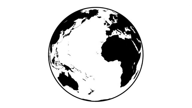 Black and white illustration of the Earth from space.