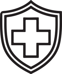 Fototapeta premium Medical cross shield icon symbol protection healthcare security safety illustration