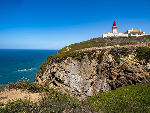 lighthouse on the coast, Cabo da Roca in continental Portugal