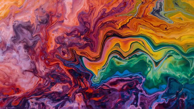 Pouring poured pigments flowing across studio panel, forming sinuous veins and marbled pockets