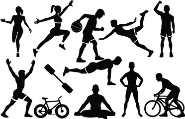 Obraz premium Sports silhouettes collection isolated on transparent background, Vector, illustration