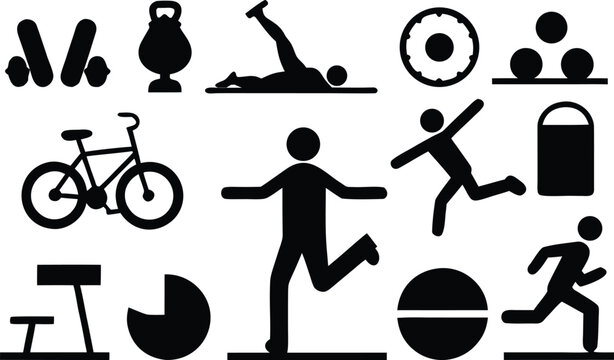Fitness icons set isolated on transparent background, Vector, illustration - Powered by Adobe