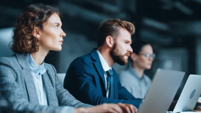 Focused professionals engaged in fasttrack executive hiring using digital tools to accelerate candidate evaluation seamlessly.