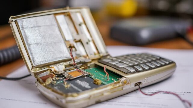 Closeup of a pager opened for battery replacement focusing on the detailed process of ensuring device functionality with various battery types