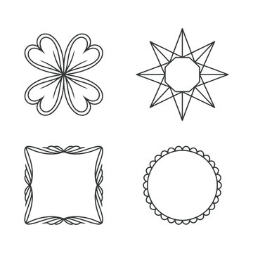 four different shapes with unique designs and patterns