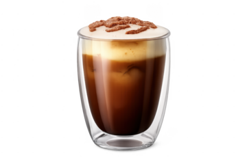 Iced coffee double wall glass with foam topping