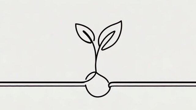 seed sapling grow minimalist line video animation