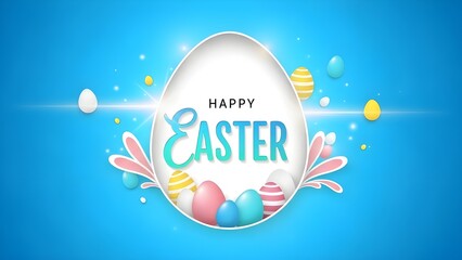 Happy easter greeting card with colorful eggs