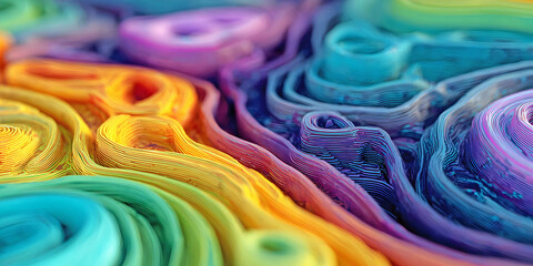 Obraz premium Chromatic Terrain: Waves of Wonder, ai generated.