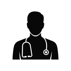 a black silhouette of a doctor with a stethoscope