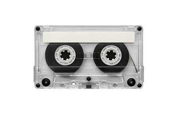 Fototapeta premium A detailed view of a vintage audio cassette tape showcasing its internal mechanisms and design on transparent background high quality professional