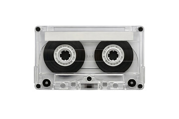 Fototapeta premium A detailed view of a classic audio cassette tape showcasing its internal mechanisms and sleek design on transparent background high quality