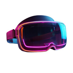 Futuristic ski goggles with neon lights in vibrant colors and sleek design for sports advertising