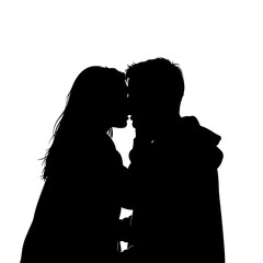 Gentle Romantic Kiss Couple Silhouette Minimal Vector Design