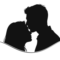 Man Kissing Woman Forehead Silhouette Vector Art