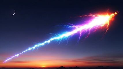 Vibrant meteor streaks across twilight sky