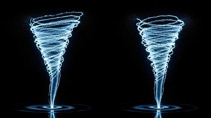 Glowing electric tornadoes in dark space