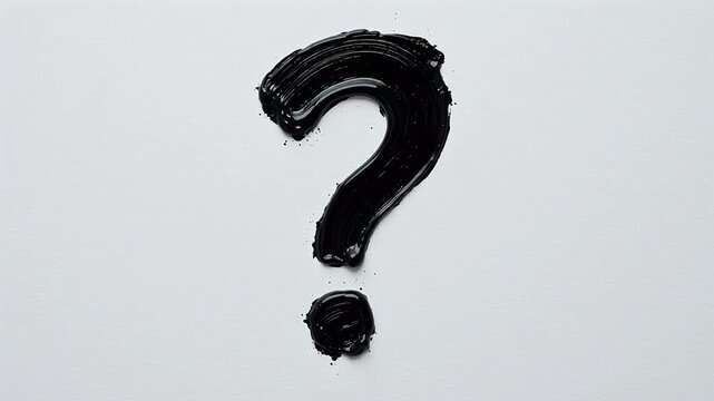 Black question mark painted on white paper