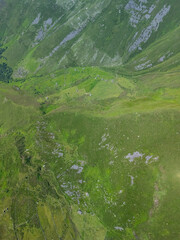 A group of ruined Pasiegan huts located near Yera. Vega de Pas Municipality. Pasiegan Valleys. Cantabria. Spain. Europe