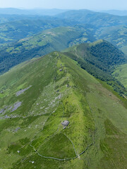 A group of ruined Pasiegan huts located near Yera. Vega de Pas Municipality. Pasiegan Valleys. Cantabria. Spain. Europe