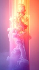 Naklejka premium Abstract Swirl of Pink and Purple Ink in Water with Light Streaks